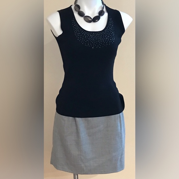 J Crew Gray Wool Scallop Waist Skirt Zipper In The Back  Sz 12 - Picture 2 of 8
